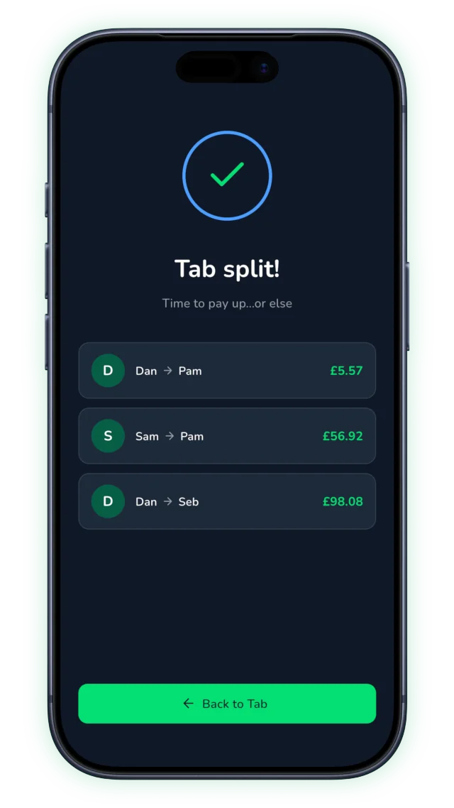 Ninja Tab app screen