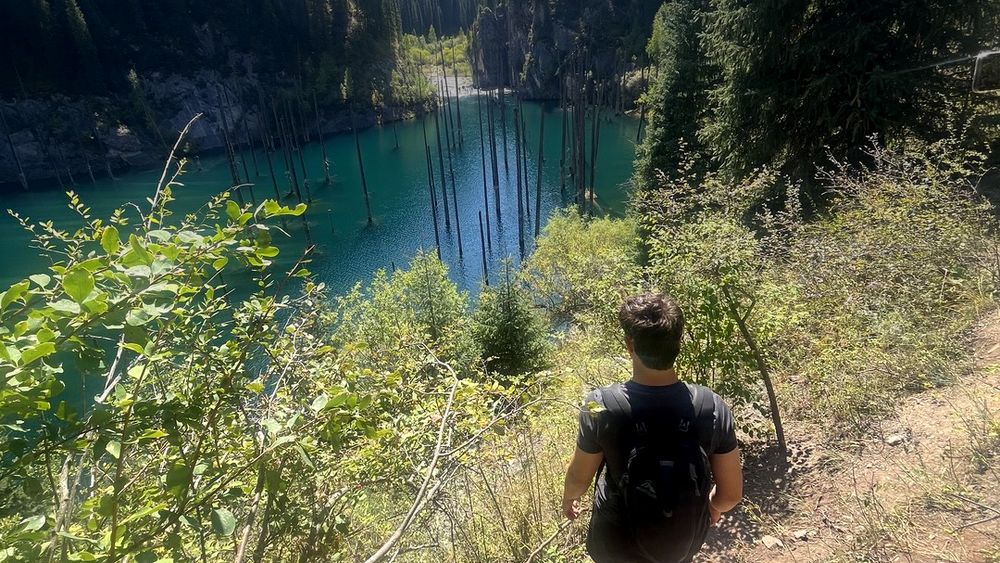 Sunken trees in Lake Kaindy, Kazakhstan
