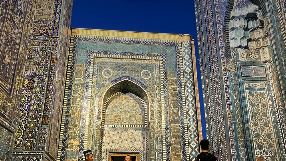 Tiled mausoleum facades at Shah-i-Zinda in Samarkand, Uzbekistan